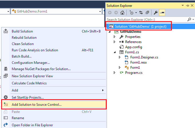 Add Solution To Source Control