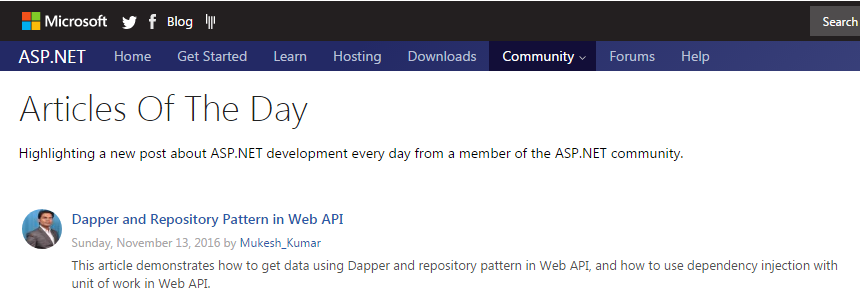 ASP.NET Article of the Day — 10th time