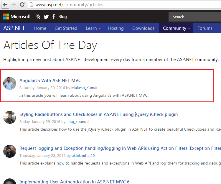 ASP.NET Article of the Day — 3rd time